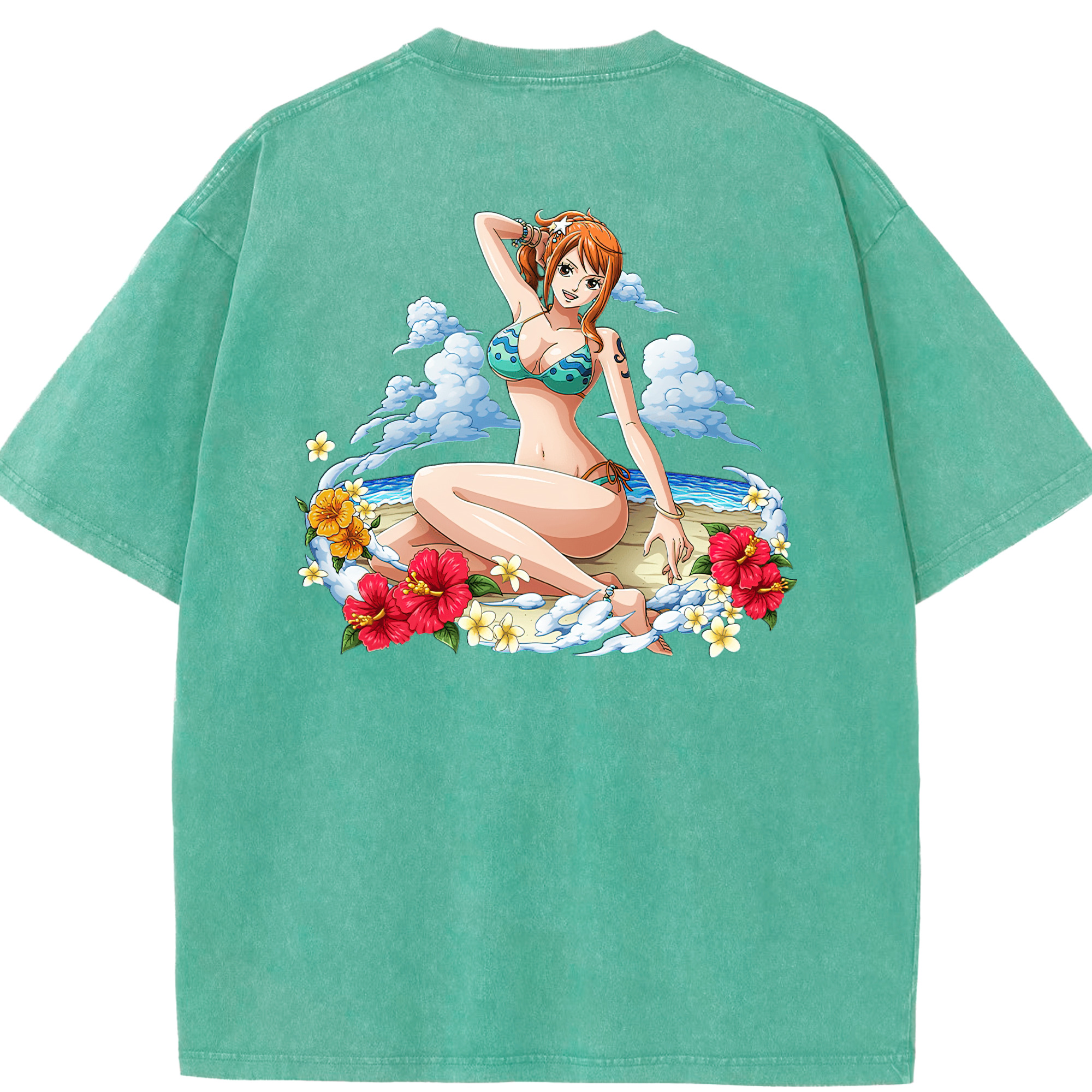 ワンピース ナミ ONE PIECE Nami 綿100% ヴィンテージ風 半袖Tシャツ（背面プリント）